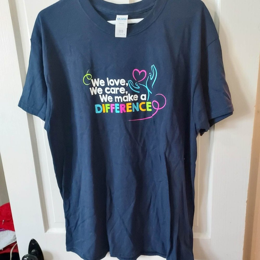 Tshirt Sz L Navy Short Sleeve Crew Neck, Nursing, Activity, Disabled, Teaching